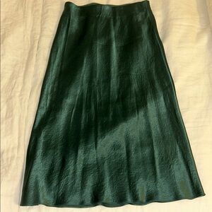 Aritzia Babaton Deep Green Satin Midi Skirt